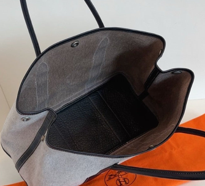 Hermes Garden Party36 Top Handle Bag Gray Black Silver Used Women Classic