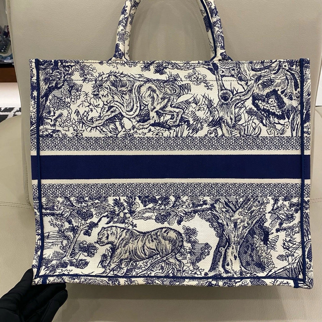 Dior Large Zoo Pattern Canvas Tote Bag For Women