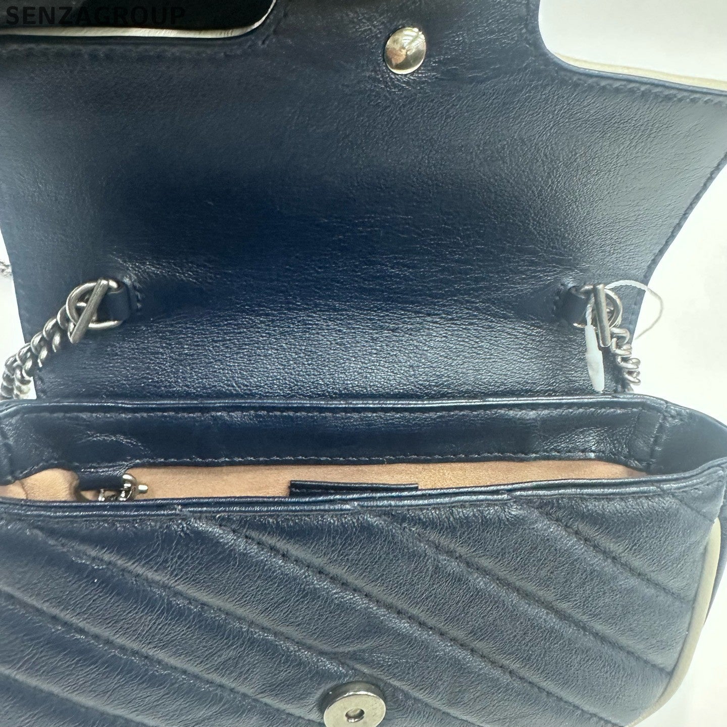 Gucci Marmont Mini Bag Blue White Chain Shoulder Crossbody Classic Women