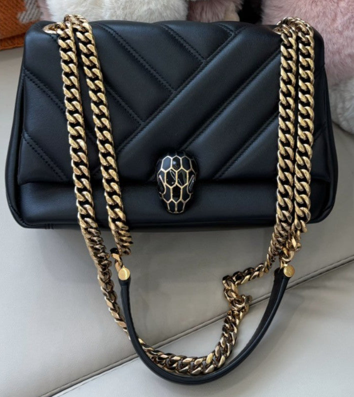 Bvlgari Classic Serpenti Head Chain Shoulder bag  Almost Brand NEW Black Gold