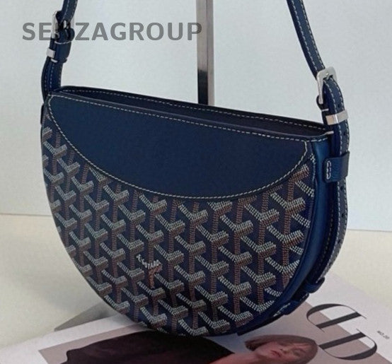 Goyard Hirondelle Hobo Bag Shoulder Bag Blue Silver Used Women Classic