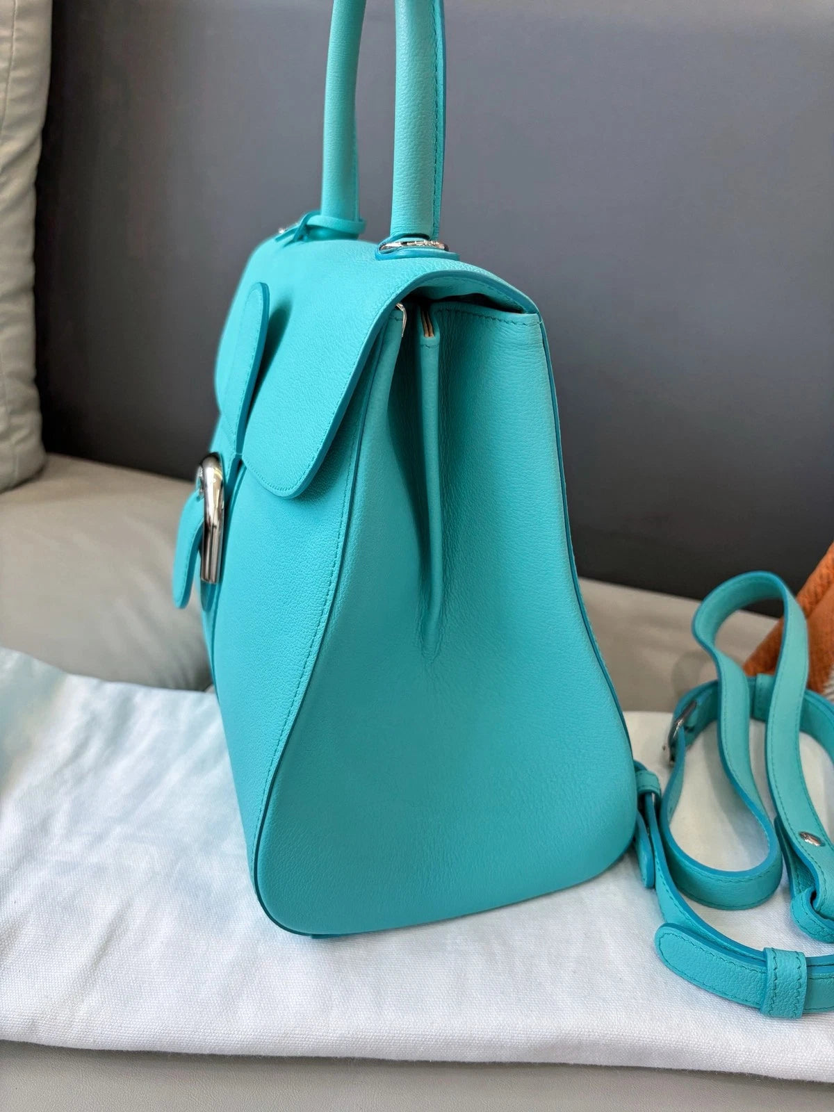 Delvaux Brilliant Medium Top Handle Bag Shoulder Bag Tiffany Blue