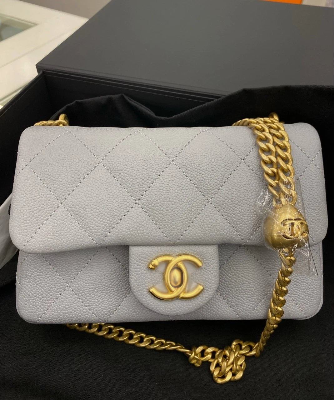 CHANEL CF Mini Heart Ball Gray Crossbody Bag For Women