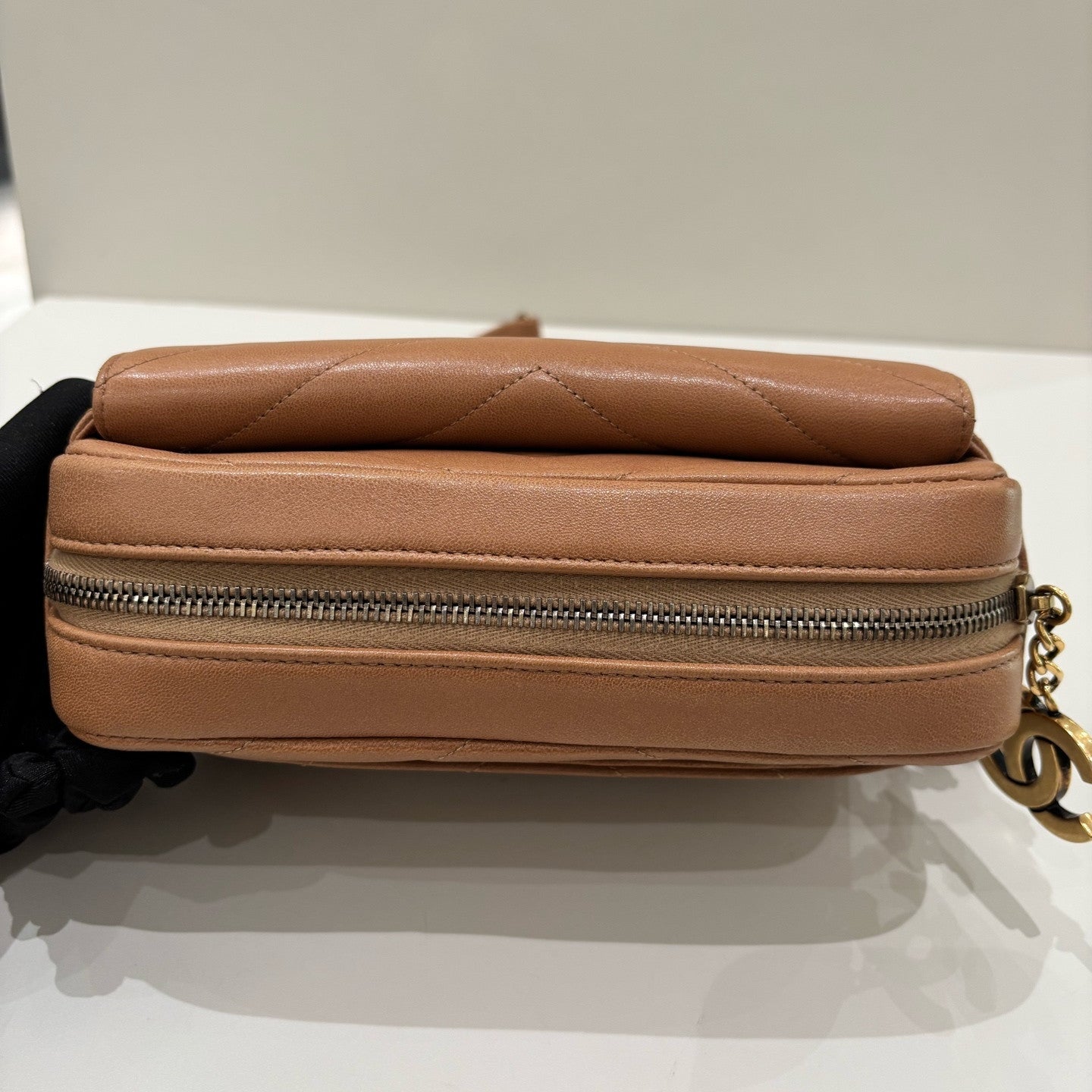 Chanel Brown V-Quilted Camera Bag Chain Strap Shoulder Crossbody Classic