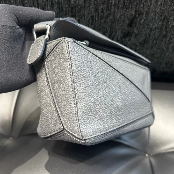 Loewe Puzzle Mini Top Handle Shoulder Crossbody Bag Gray Silver Women D
