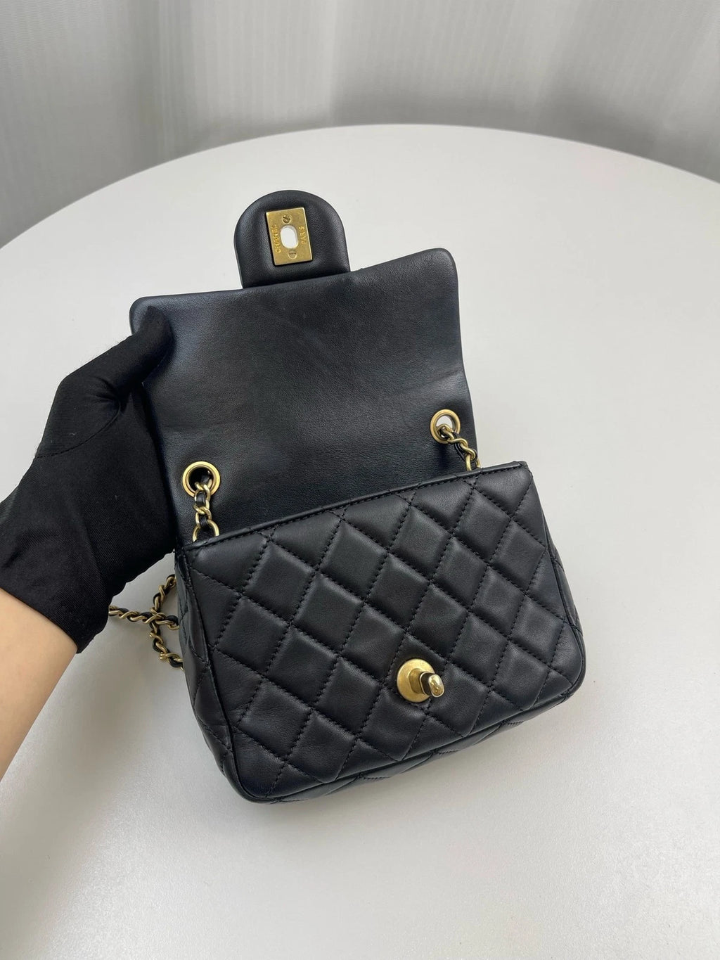 CHANEL Gold Ball Square Leather Crossbody Bag For Women