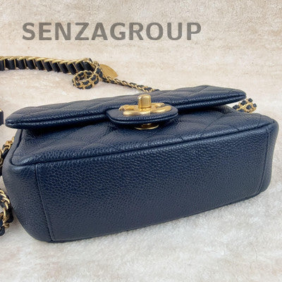 Chanel Blue Quilted Gold Coin Chain Shoulder Crossbody Bag Classic