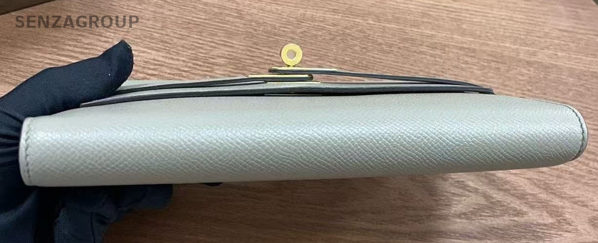 Hermes Kelly Long Wallet Epsom Leather Gray Gold Women
