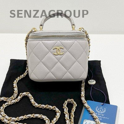 Chanel Grey Lambskin Mini Square Flap Bag with Gold Hardware