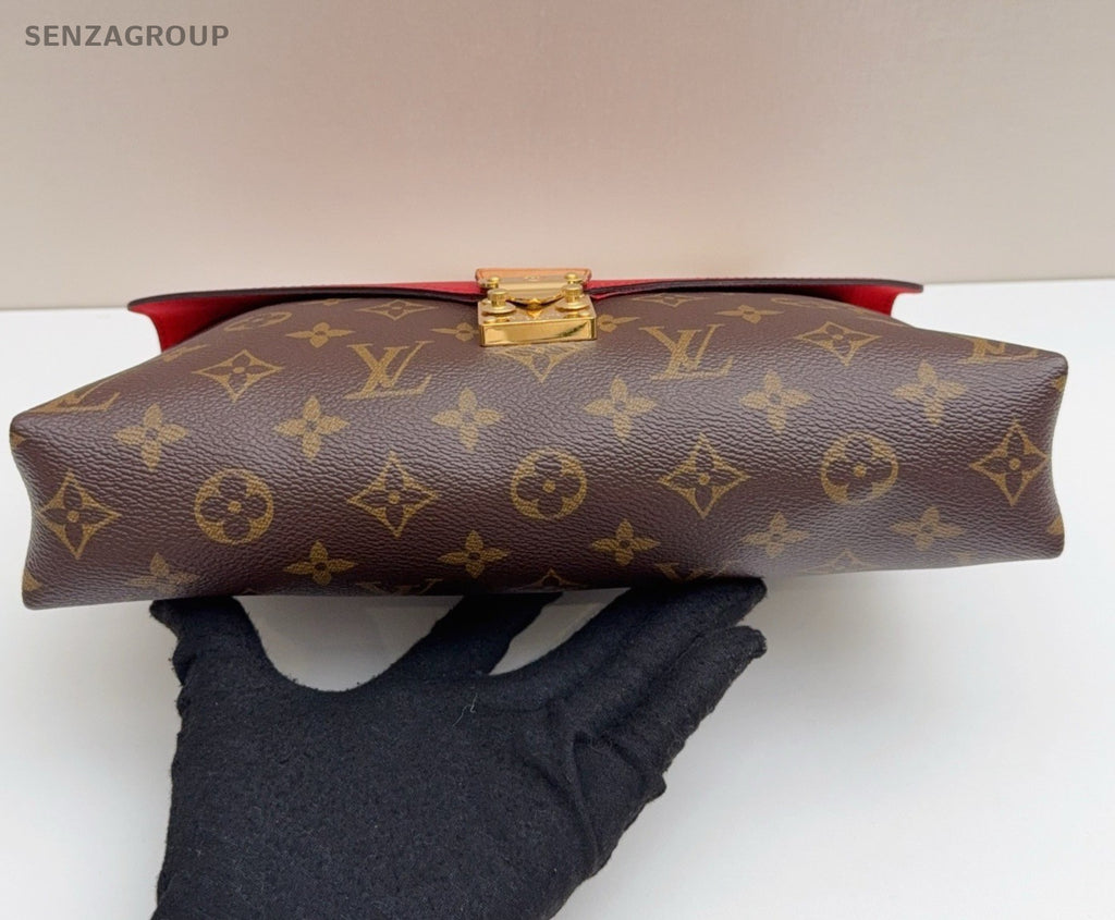 Louis Vuitton Monogram Chain Shoulder Bag Red Brown Gold Women Classic