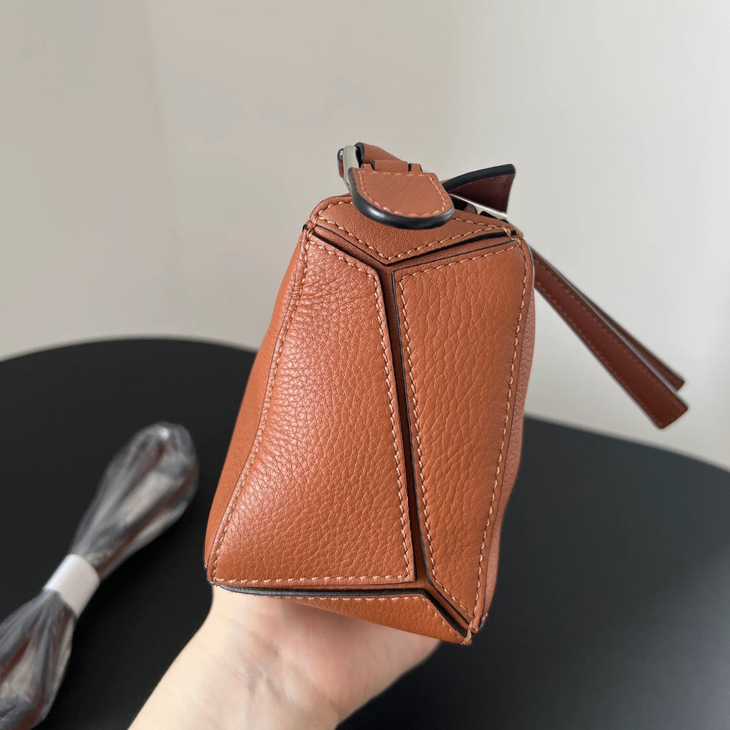 Authentic Loewe Puzzle Mini Caramel Brown Leather Geometric Handbag Crossbody
