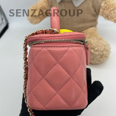 Chanel Pink Quilted Lambskin Long Box Bag with Gold Hardware