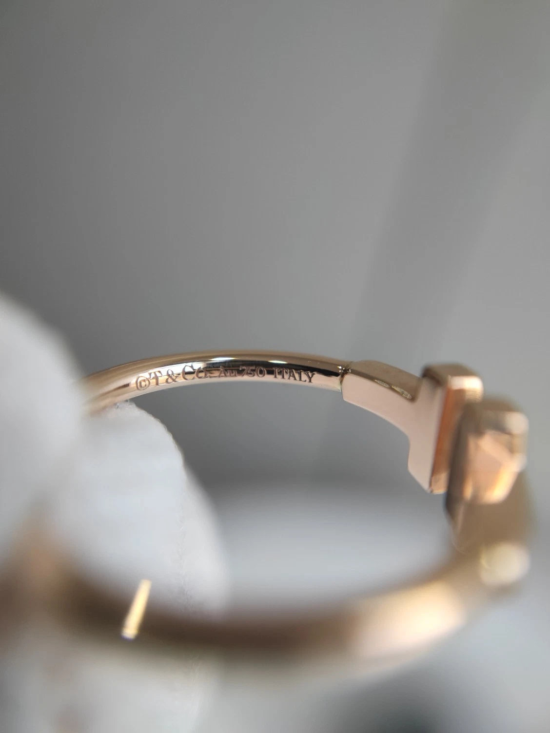 Tiffany &amp; Co. Tiffany T Square 18K Rose Pink Gold Band Ring EU51/US5.75