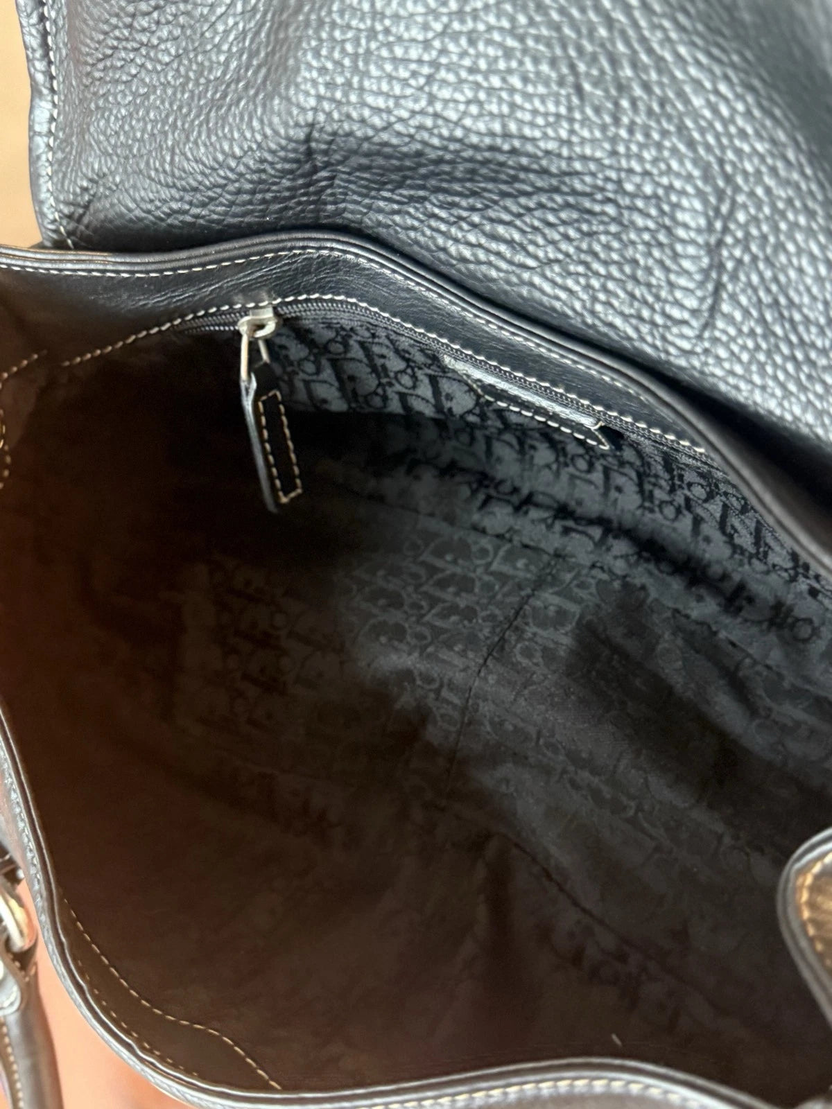 Christian Dior Calfskin PM Shoulder Bag Black Silver Hardware Women Classic