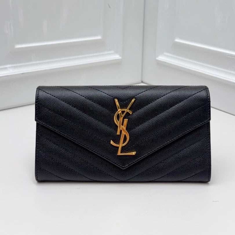 Saint Laurent Woc Chain Shoulder Crossbody Bag Black Gold Hardware Women