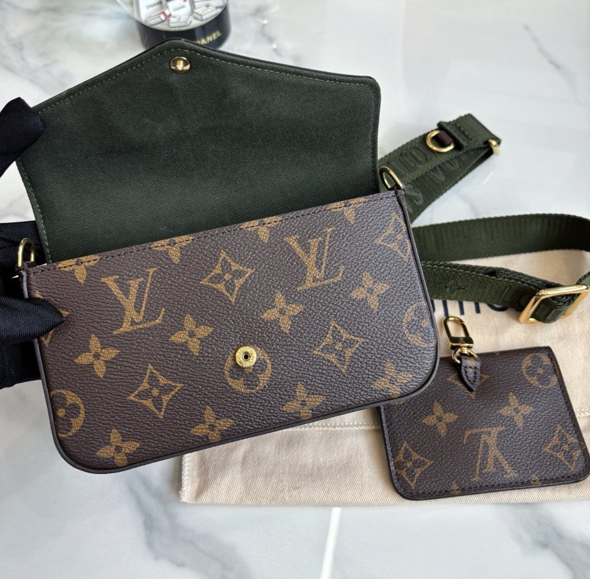 Louis Vuitton Monogram Shoulder Crossbody Bag Brown Women Almost Brand New