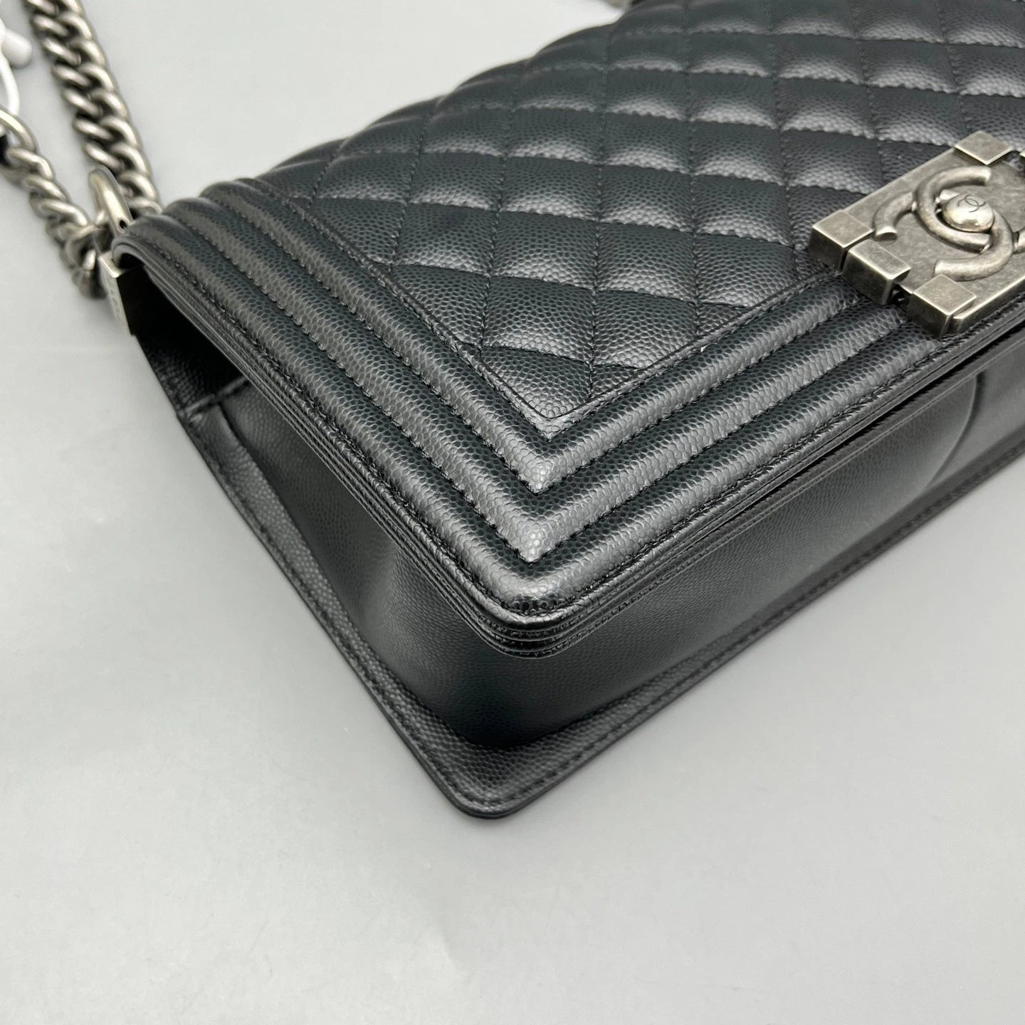 CHANEL Medium Leboy Black Leather Shoulder Bag For Women