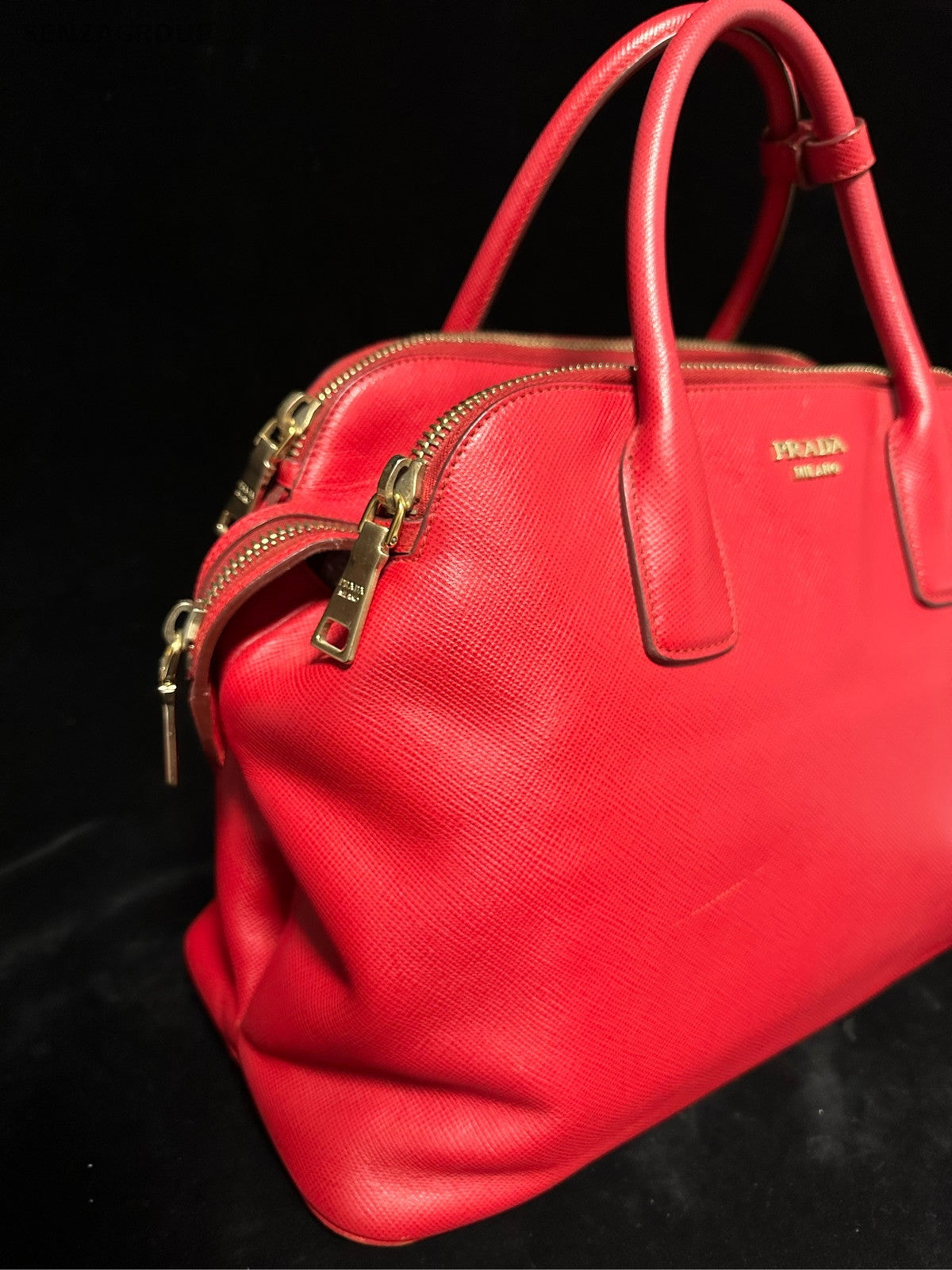 Prada Saffiano Lux Galleria Tote Bag Large Red Women Classic Fashion