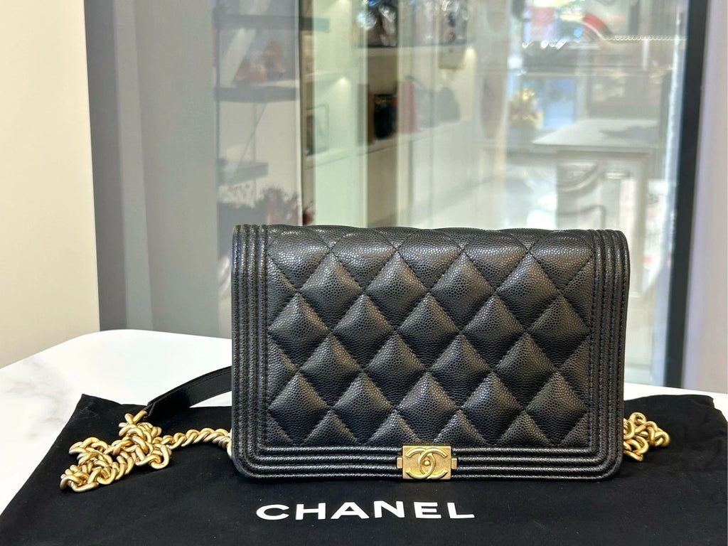 CHANEL Leboy Black Gold WOC Crossbody Bag For Women