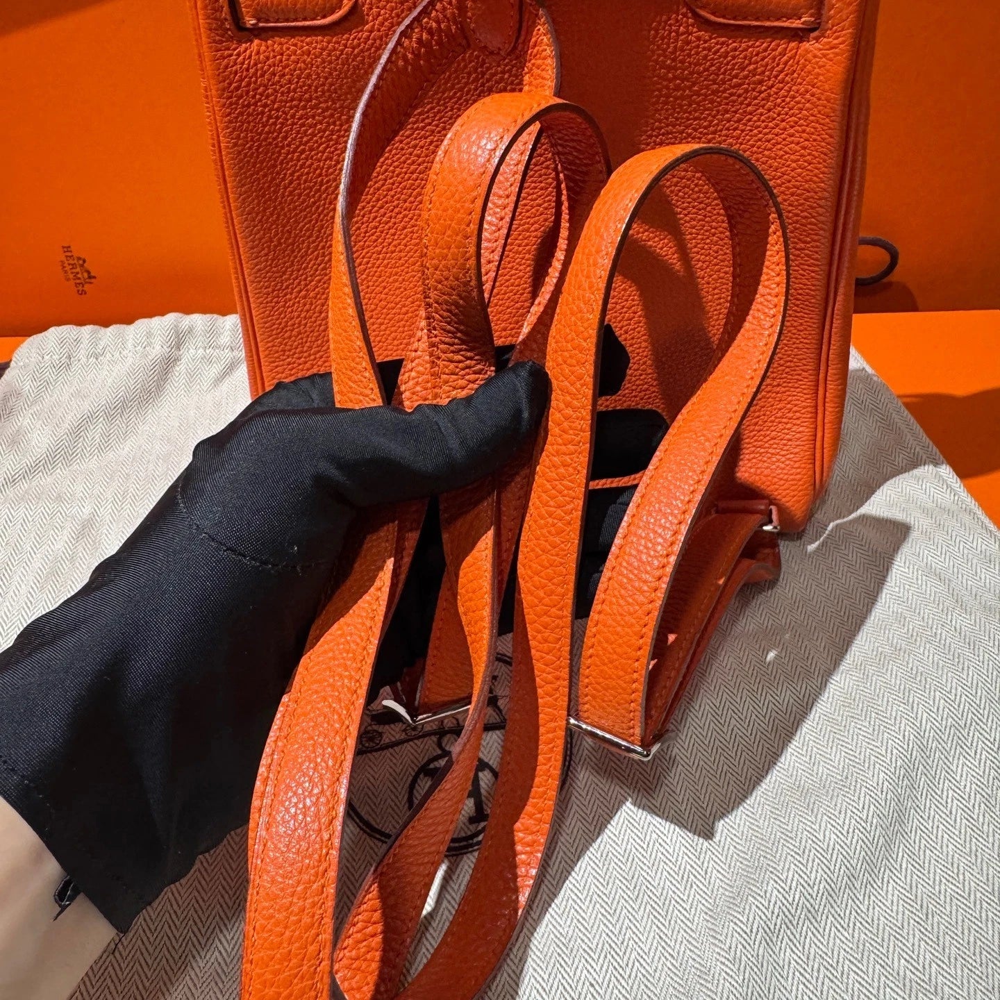 Hermes Kelly Ado Orange TC Leather Backpack For Women