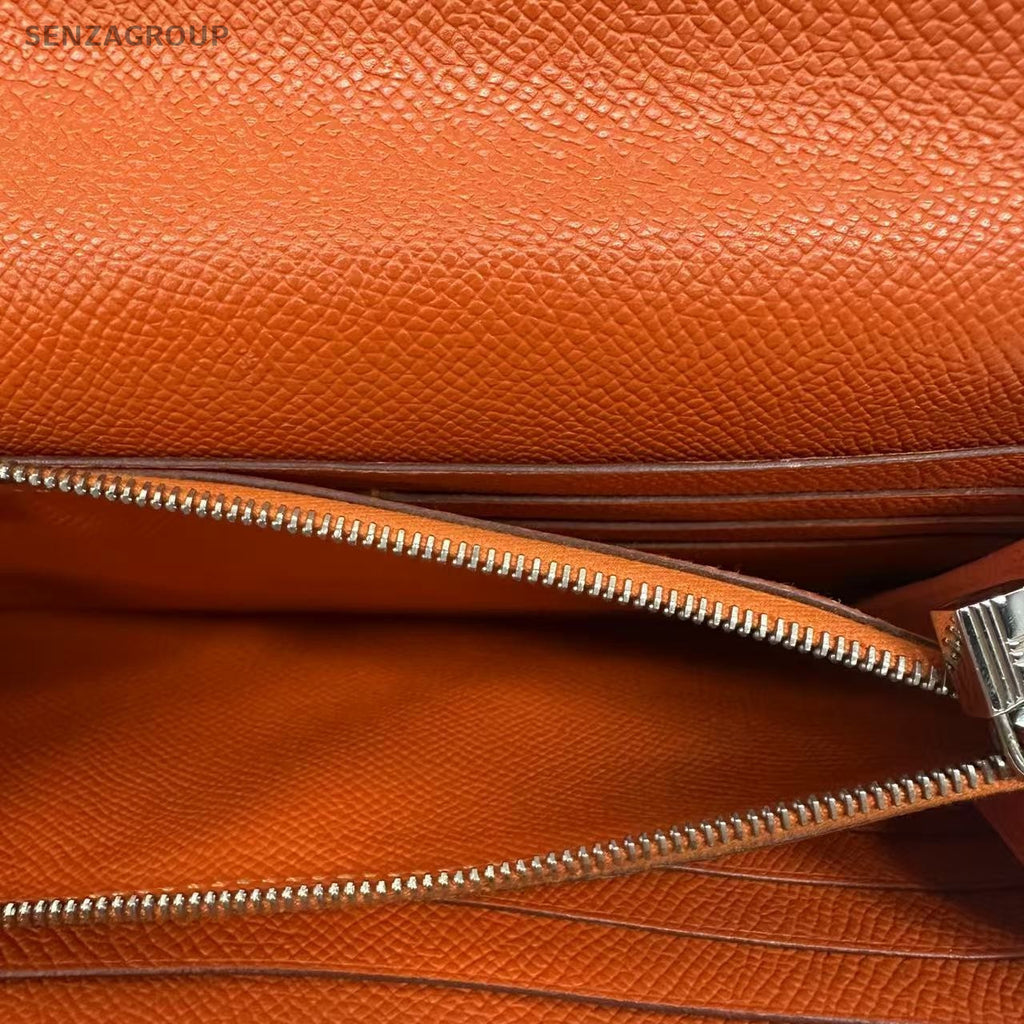 Hermes Kelly Long Wallet Orange shiny