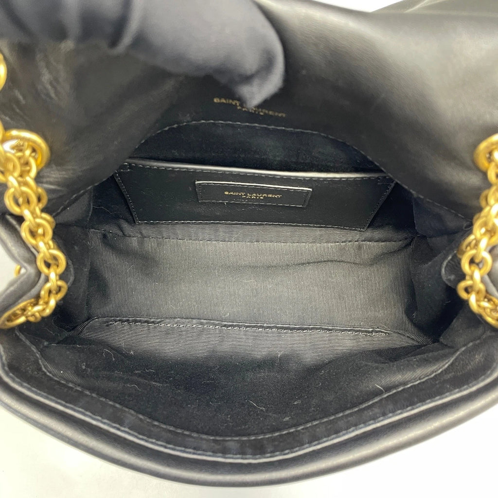 YSL Jamie Lambskin Chain Shoulder Bag Black Gold For Women