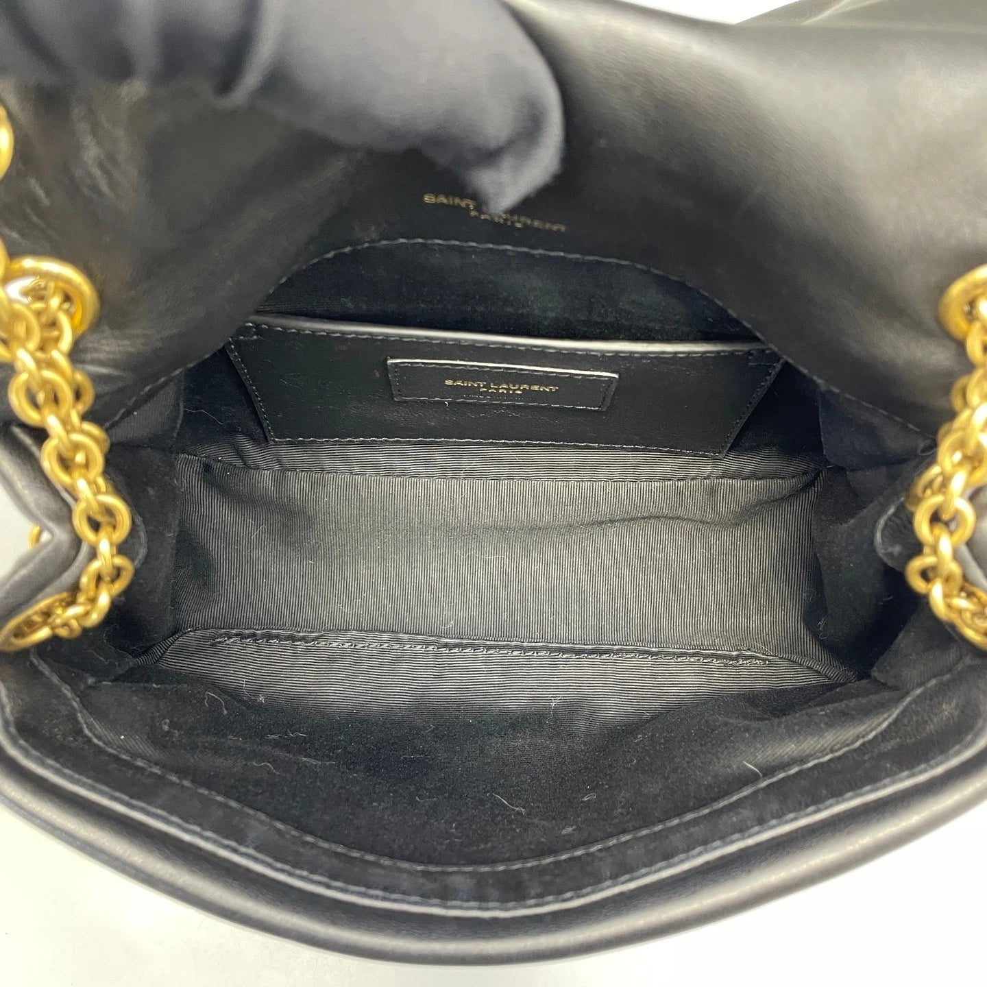 YSL Jamie Lambskin Chain Shoulder Bag Black Gold For Women