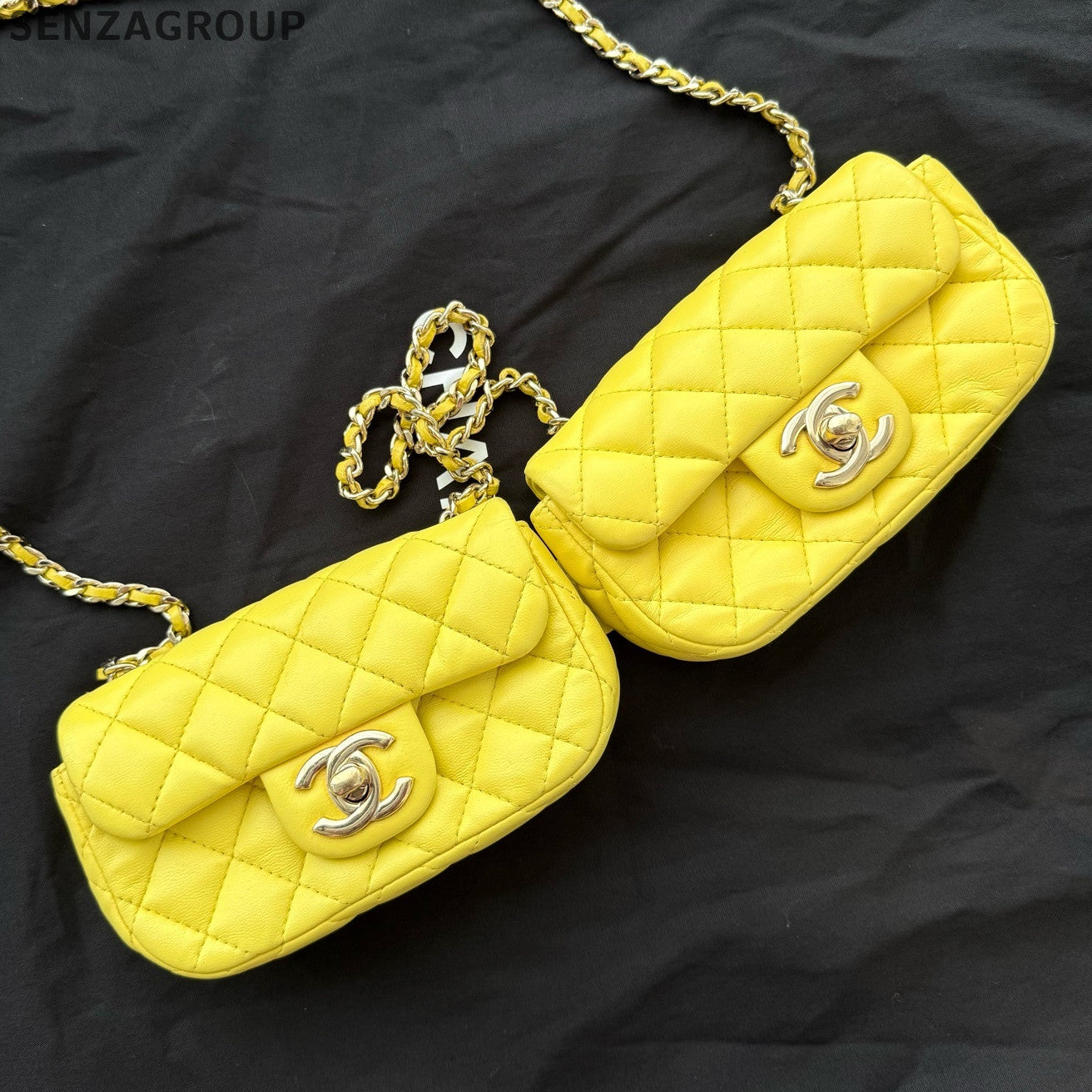Chanel Vintage CF Mini Double Flap Chain Shoulder Bag Yellow Gold Hardware