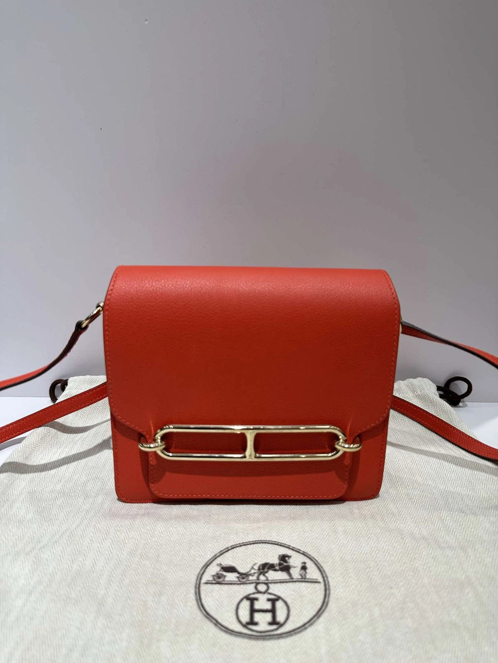 Hermes Mini Roulis19 Orange Crossbody Bag For Women