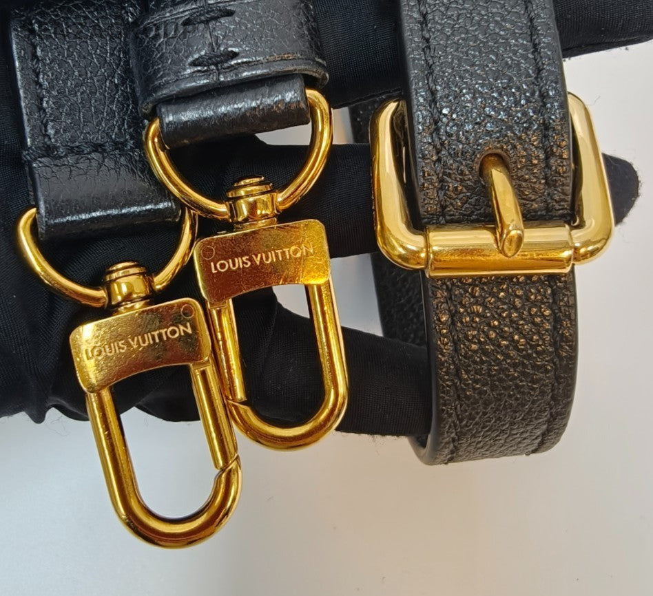 Louis Vuitton Speedy Monogram Top Handle Bag Crossbody Black Gold Women Classic