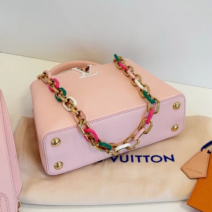 Louis Vuitton Capucines BB Calfskin Colored Chain Top Handle Crossbody Women