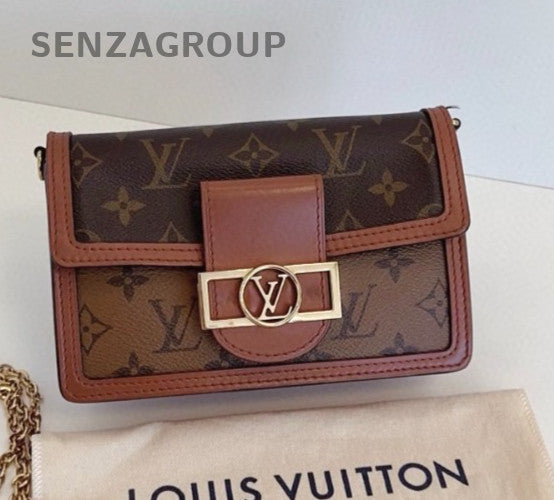 Louis Vuitton Dauphine WOC Chain Shoulder Bag Brown Gold Women Classic