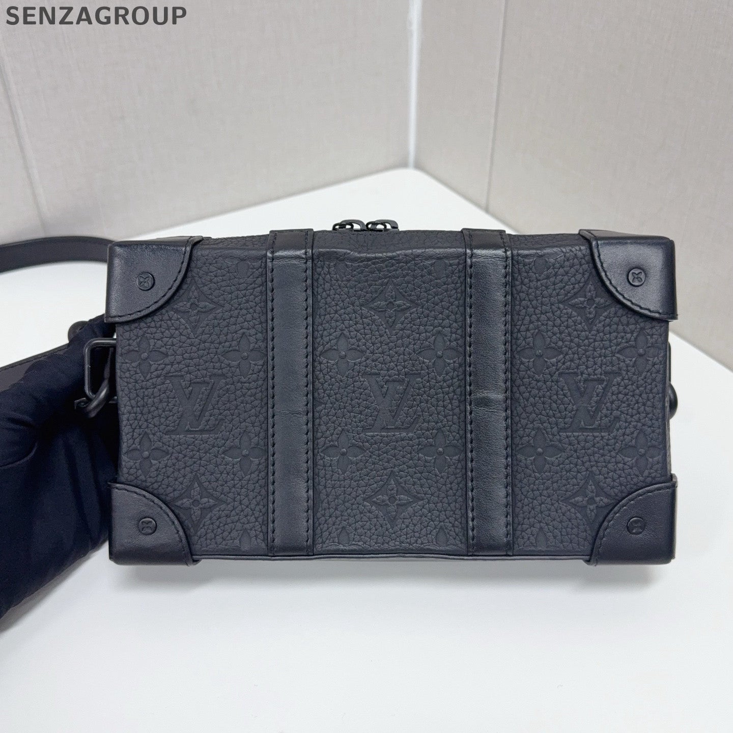 Louis Vuitton Soft Trunk Wallet Black Grained Leather Crossbody Bag Unisex