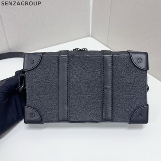 Louis Vuitton Soft Trunk Wallet Black Grained Leather Crossbody Bag Unisex