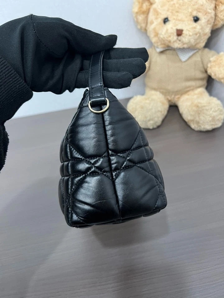 Dior Black Gold Lunch Box Top Handle Handbag For Women