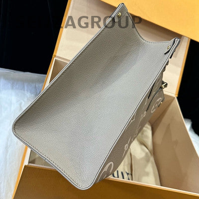Louis Vuitton Monogram OnTheGo Tote Bag Medium Grey Gold Women's Fashion