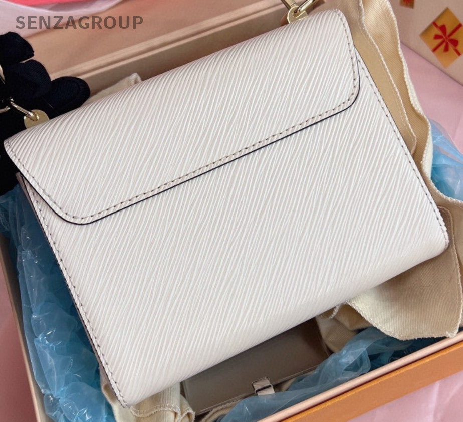 Louis Vuitton Twist PM Top Handle Shoulder Bag White Gold Used Women Classic
