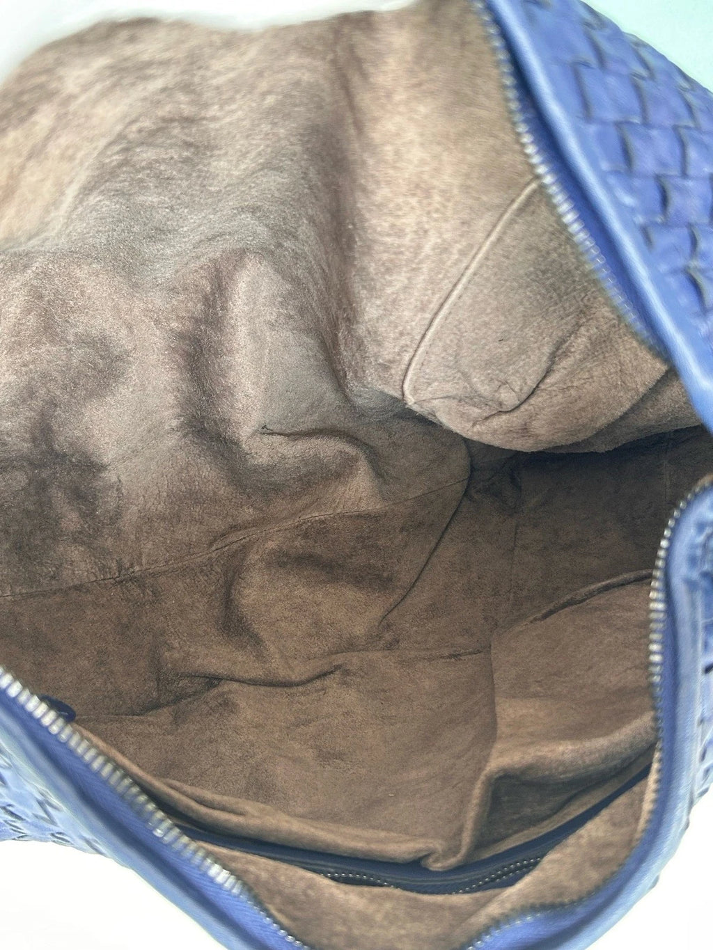 Bottega Veneta Veneta Calfskin Hobo Shoulder Bag Blue Used Women Classic