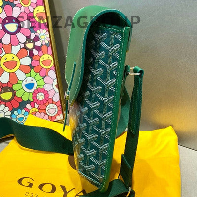 Goyard Coursier Messenger Bag Green Silver Buckle Women's Classic Shoulder Bag