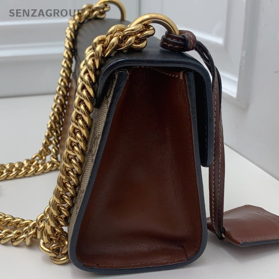 Gucci  Padlock Chain Shoulder Bag Crossbody Beige Black Gold Women Classic