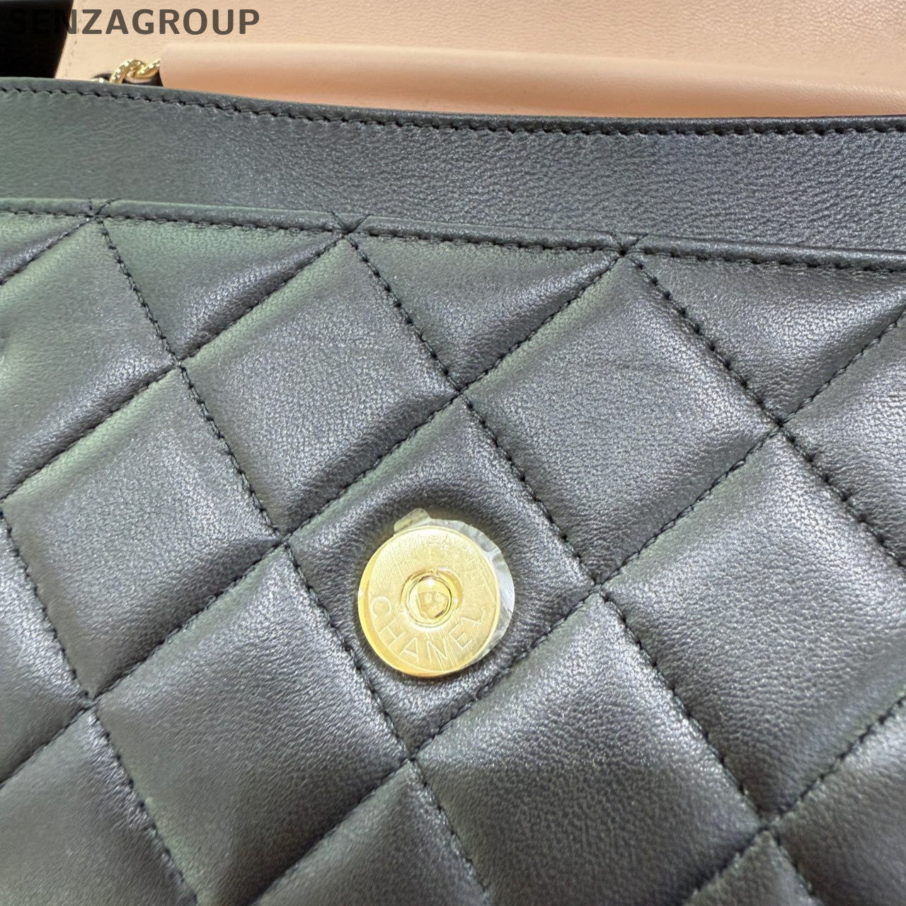 Chanel Black & Pink Quilted Chain WOC Shoulder Crossbody Bag