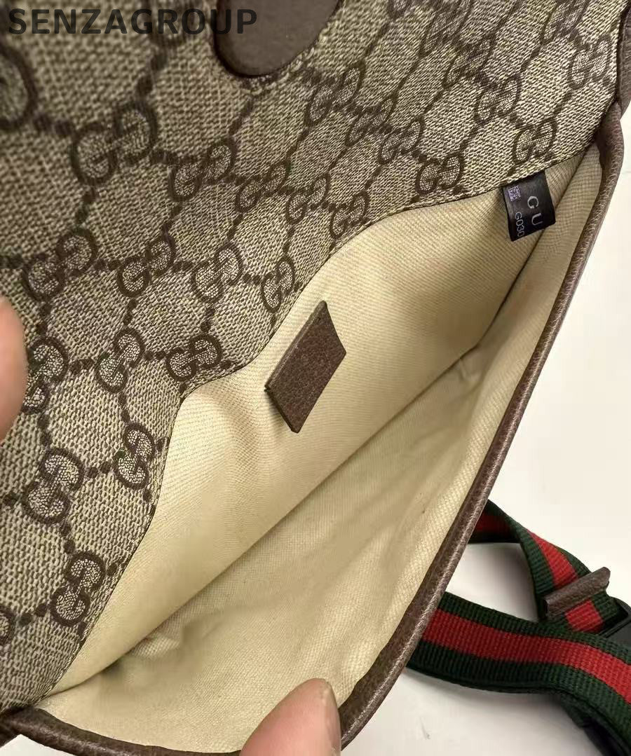 GUCCI Tiger Head Waist Bag Monogram Crossbody Unisex Classic Brown