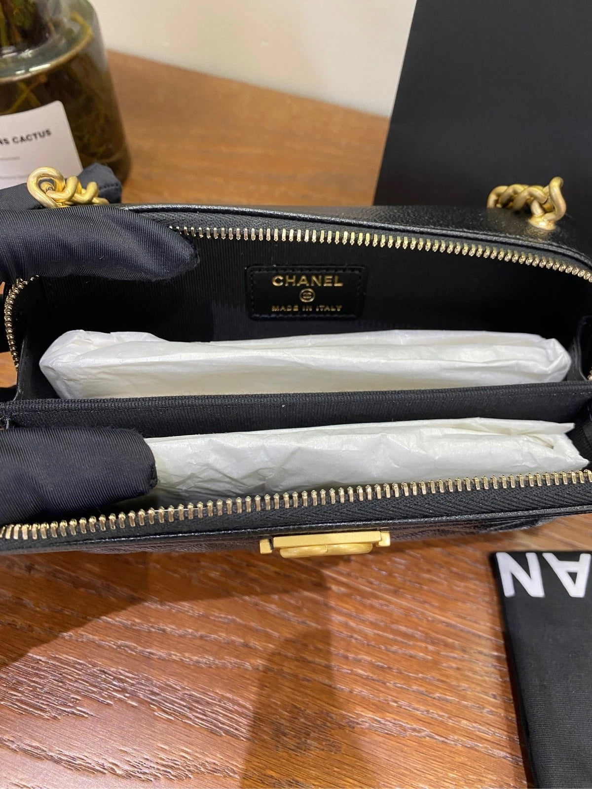CHANEL LeBoy Black Gold Crossbody Bag For Women