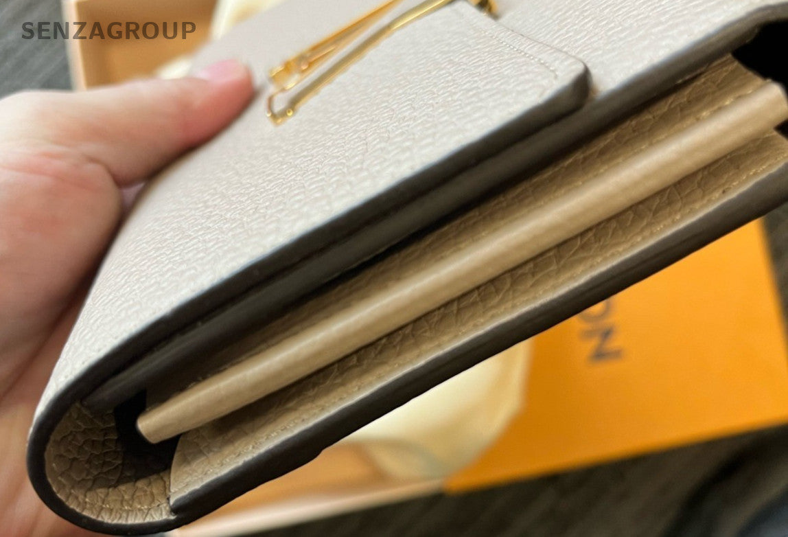 Louis Vuitton Cap Long Wallet Clutch Gray Gold Used Women Classic