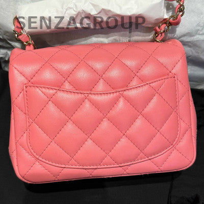 Chanel Classic Flap Quilted Chain Shoulder Bag Pink Gold