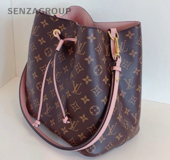 Louis Vuitton Neonoe MM Monogram Bucket Shoulder Bag Crossbody Brown Pink Women