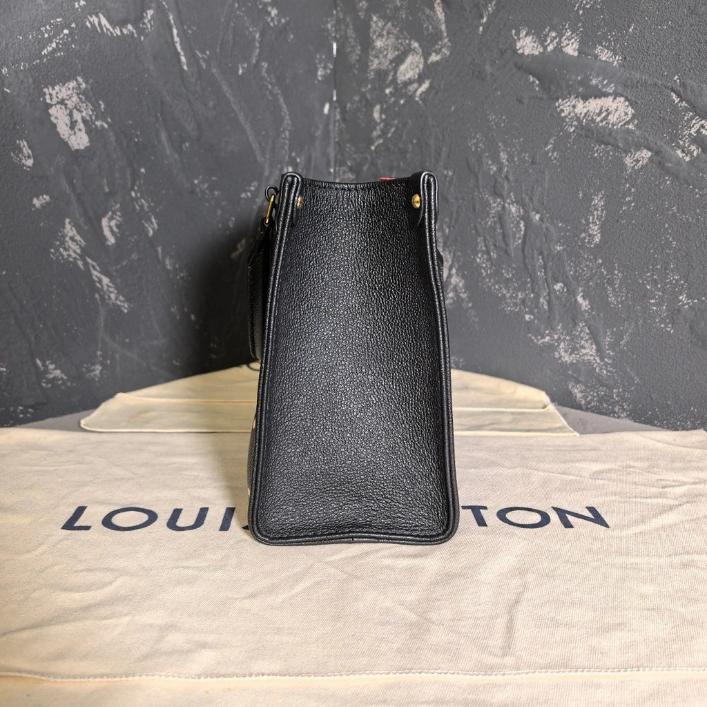 Louis Vuitton Onthego Small Black Leather Tote Bag For Women