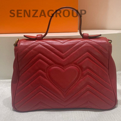 Gucci Marmont 26 Medium Red Gold Chain Shoulder Bag - Classic Fashion Women