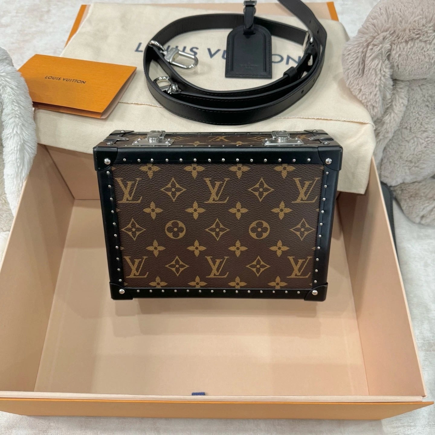 Louis Vuitton Monogram Black Edge Canvas Clutch Box For Women