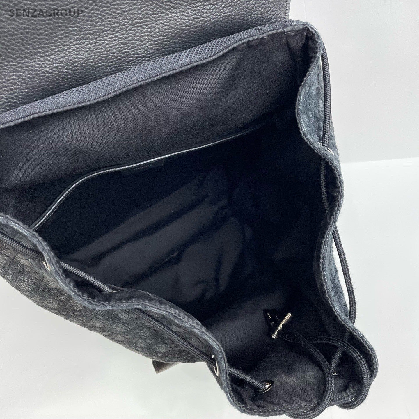 Christian Dior D-Motion Canvas Leather Backpack Black Unisex Adults